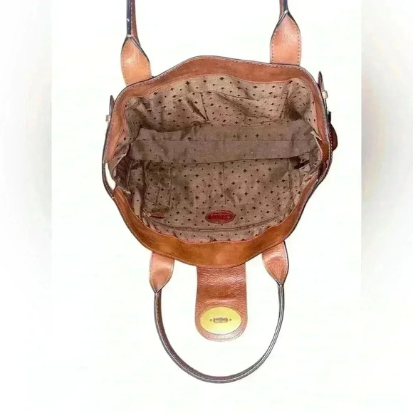 FOSSIL Vintage Reissue Brown Leather Shimmer Rose Gold XL Weekender Duffle Bag - Picture 11 of 12